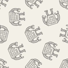 robot doodle seamless pattern background N54