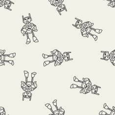 robot doodle seamless pattern background N55
