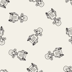 robot doodle seamless pattern background N56