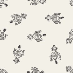 robot doodle seamless pattern background N57