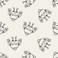 robot doodle seamless pattern background N58
