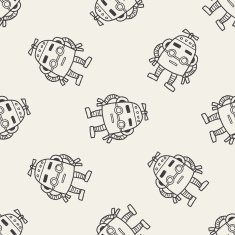 robot doodle seamless pattern background N59