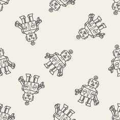 robot doodle seamless pattern background N60