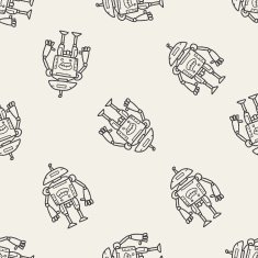 robot doodle seamless pattern background N61