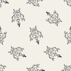 robot doodle seamless pattern background N62