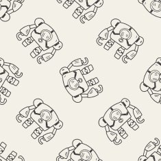 robot doodle seamless pattern background N63