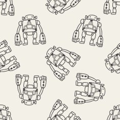 robot doodle seamless pattern background N65