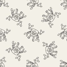 robot doodle seamless pattern background N66