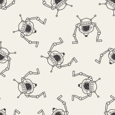 robot doodle seamless pattern background N67