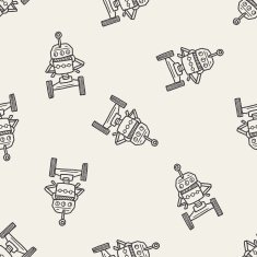 robot doodle seamless pattern background N68