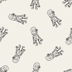 robot doodle seamless pattern background N69