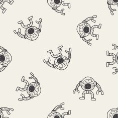 robot doodle seamless pattern background N70