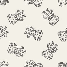 robot doodle seamless pattern background N71