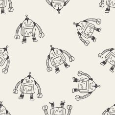 robot doodle seamless pattern background N74