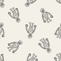 robot doodle seamless pattern background N77