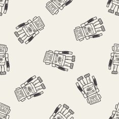 robot doodle seamless pattern background N78