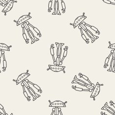 robot doodle seamless pattern background N79