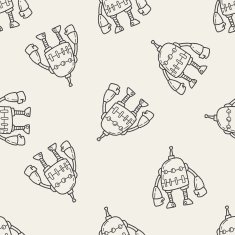 robot doodle seamless pattern background N81