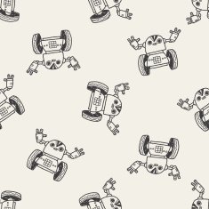 robot doodle seamless pattern background N82