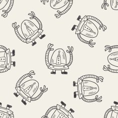 robot doodle seamless pattern background N83