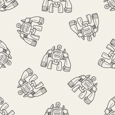 robot doodle seamless pattern background N84