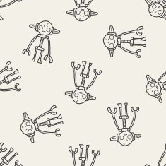 robot doodle seamless pattern background N85