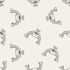 robot doodle seamless pattern background N89