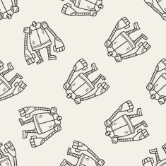 robot doodle seamless pattern background N91