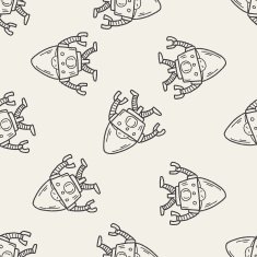 robot doodle seamless pattern background N93