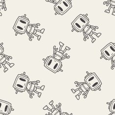 robot doodle seamless pattern background N94