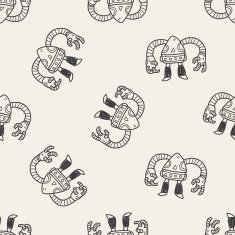 robot doodle seamless pattern background N95