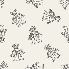 robot doodle seamless pattern background N96