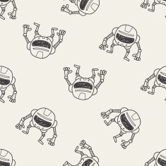 robot doodle seamless pattern background N97