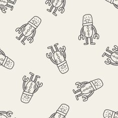 robot doodle seamless pattern background N98