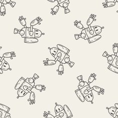robot doodle seamless pattern background N100
