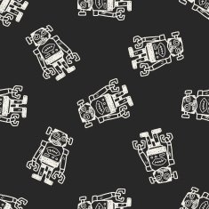 robot doodle seamless pattern background N105