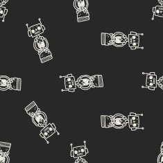 robot doodle seamless pattern background N106