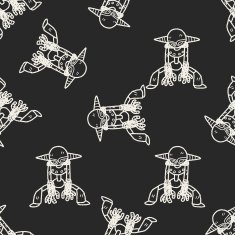 robot doodle seamless pattern background N107