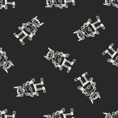 robot doodle seamless pattern background N109