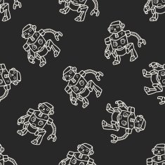 robot doodle seamless pattern background N113