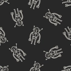 robot doodle seamless pattern background N114