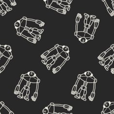 robot doodle seamless pattern background N115