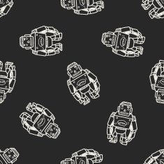 robot doodle seamless pattern background N116