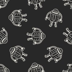 robot doodle seamless pattern background N117