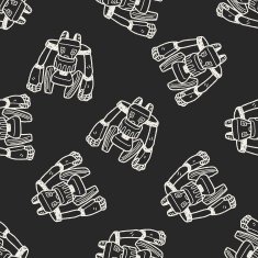 robot doodle seamless pattern background N120
