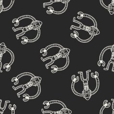 robot doodle seamless pattern background N121
