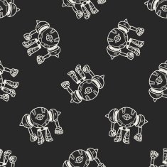 robot doodle seamless pattern background N126
