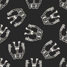 robot doodle seamless pattern background N128