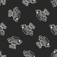 robot doodle seamless pattern background N129
