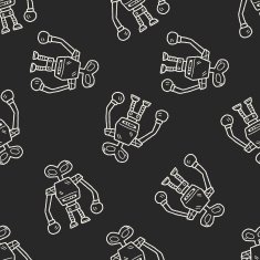 robot doodle seamless pattern background N130